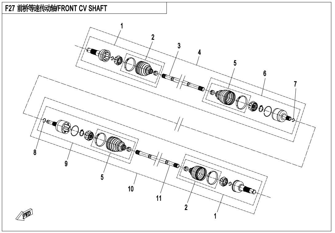 Picture of F27 - FRONT CV DRIVE SHAFT ASSY