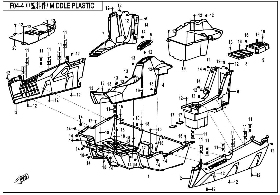 Picture of F04-4 - MIDDLE PLASTIC
