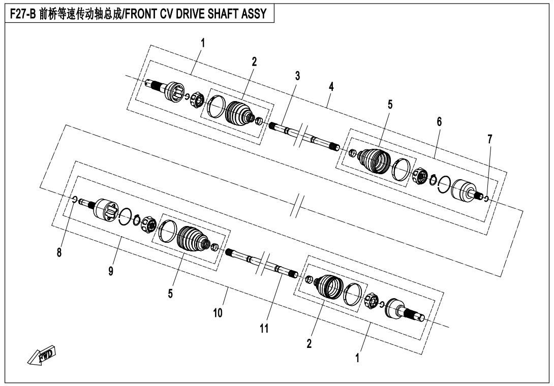 Picture of F27-B - FRONT CV DRIVE SHAFT ASSY.(QC)