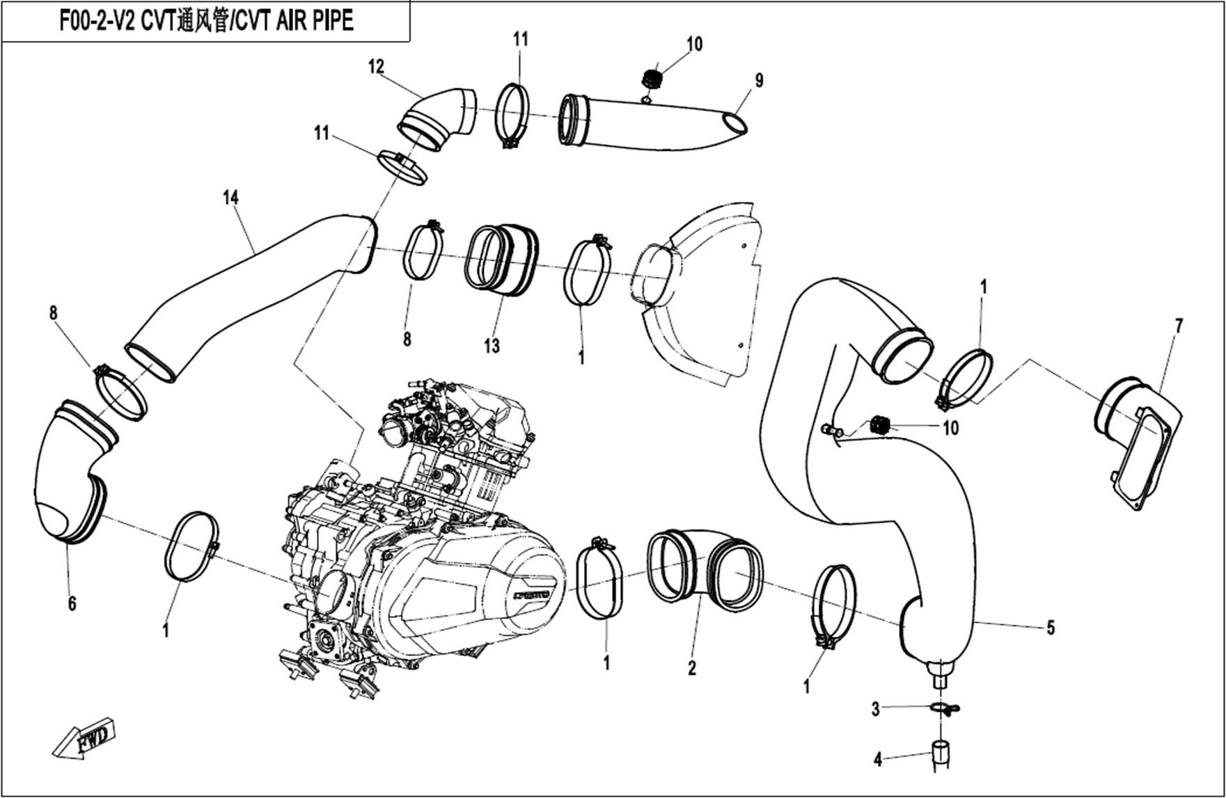 Picture of F00-2-V2 - CVT AIR PIPE&SIDE COVER