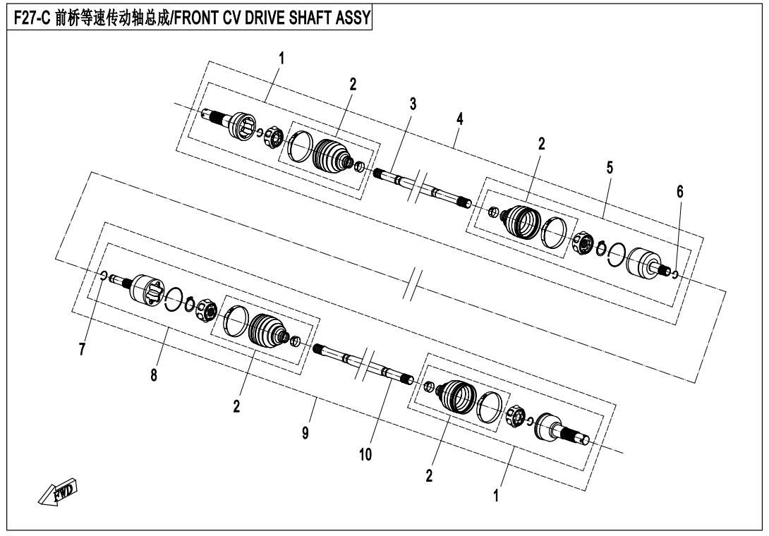 Picture of F27-C - FRONT CV DRIVE SHAFT ASSY(ODN)