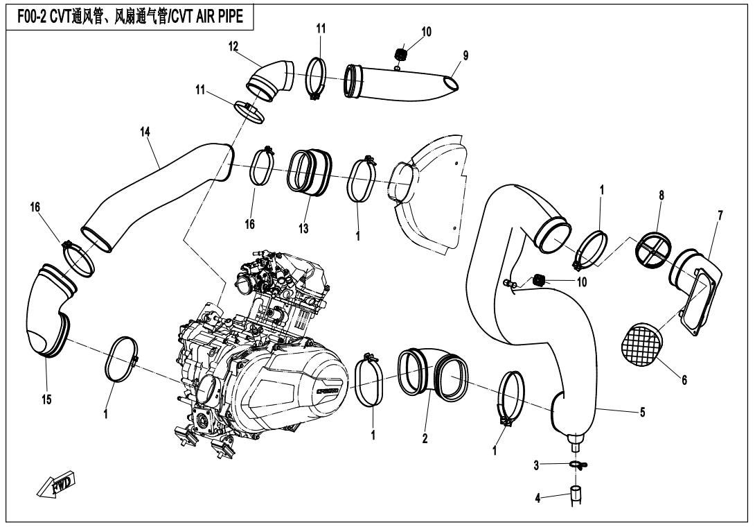 Picture of F00-2 - CVT AIR PIPE&SIDE COVER