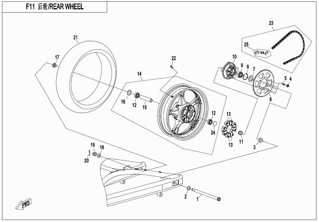 Picture of F11-A - REAR WHEEL (REAR RIM-MATTE BLACK)