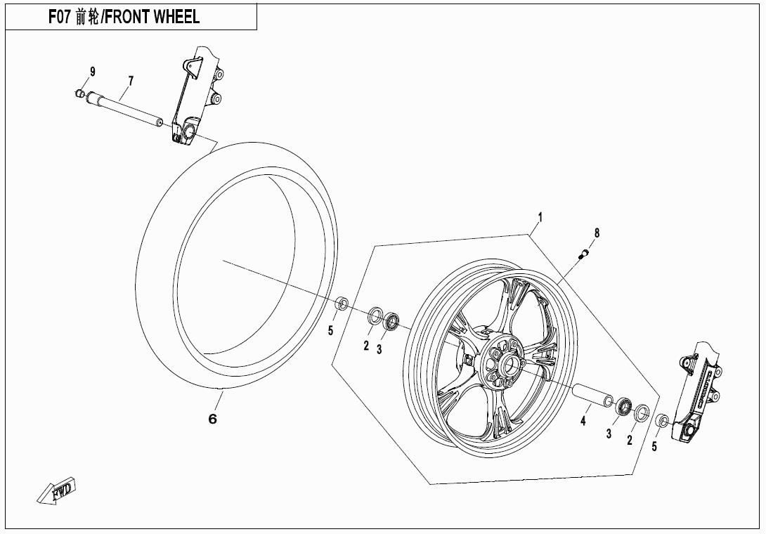 Picture of F07-A - FRONT WHEEL (FRONT RIM - MATTE BLACK)