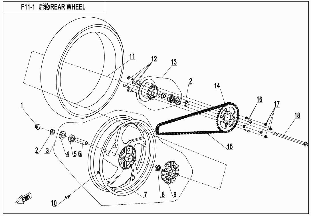 Picture of F11-1 - REAR WHEEL 