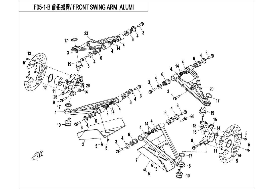 Picture of F05-1-B - FRONT SWING ARM ASSY,ALUMI