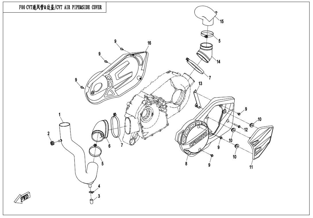 Picture of F00 - CVT AIR PIPE&SIDE COVER