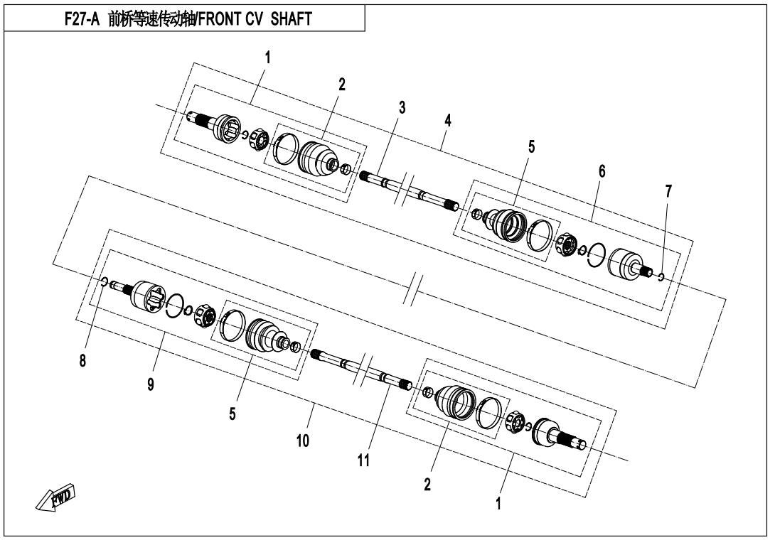 Picture of F27-A - FRONT CV SHAFT (SPS)