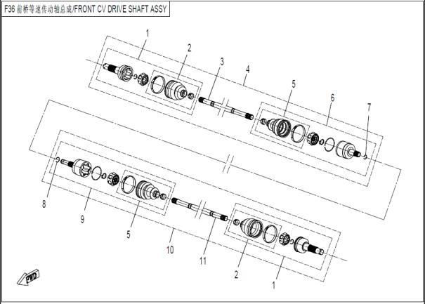 Picture of F36-1 - FRONT CV DRIVE SHAFT ASSY