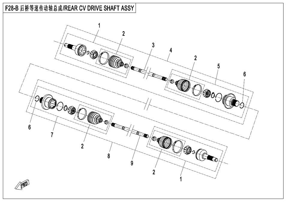 Picture of F28-B - REAR CV DRIVE SHAFT ASSY (ODM)