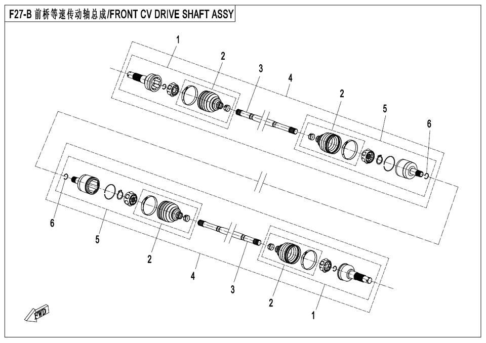 Picture of F27-B - FRONT CV DRIVE SHAFT ASSY (ODM)