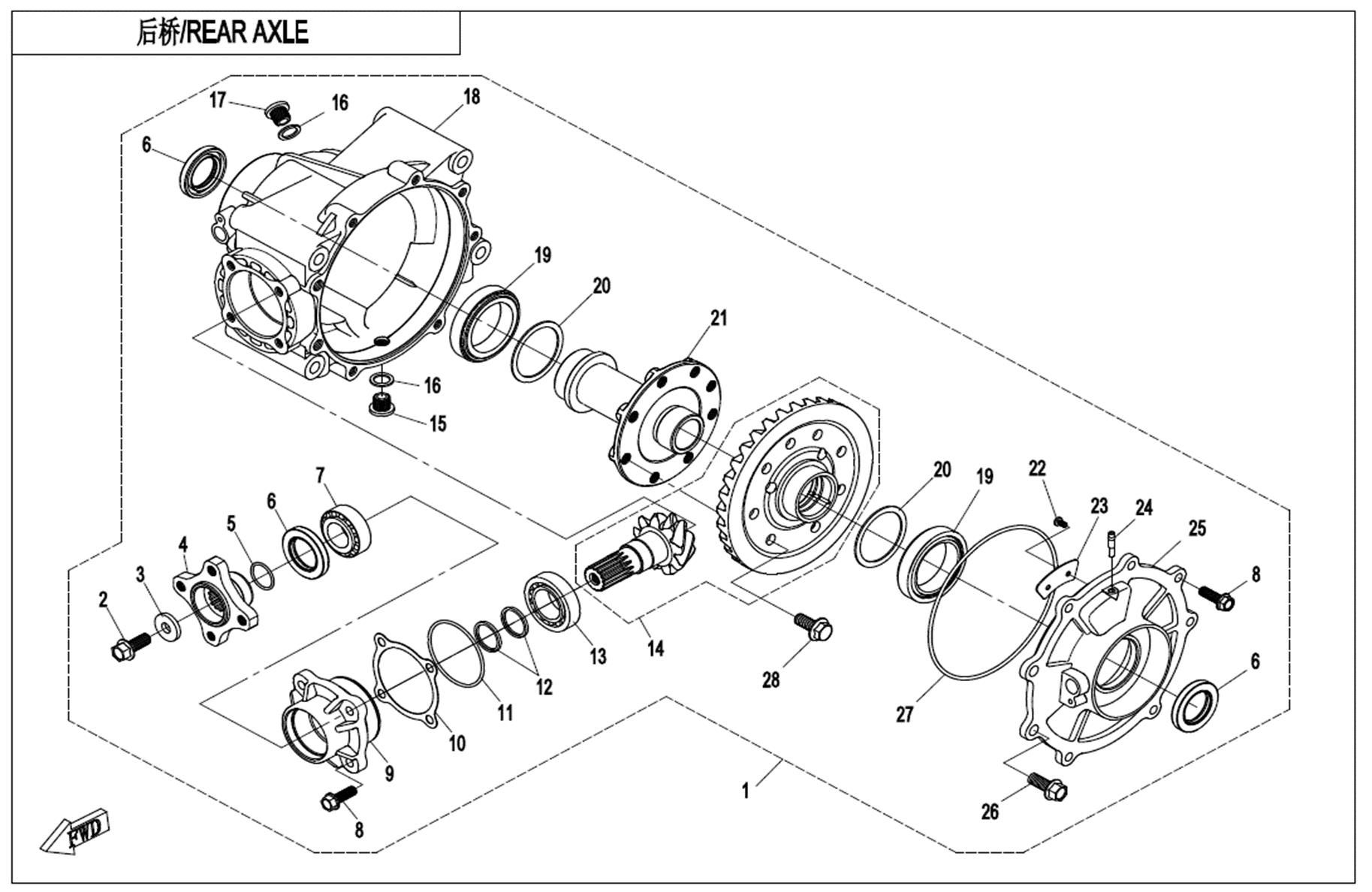 Picture of F33-B - REAR AXLE(WITHOUT DIFFERENTIAL)