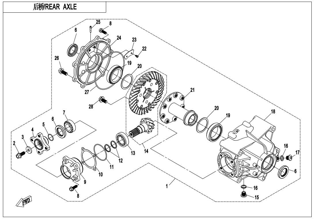 Picture of F33-C-V2 - REAR AXLE(NO DIFFERENTIAL)