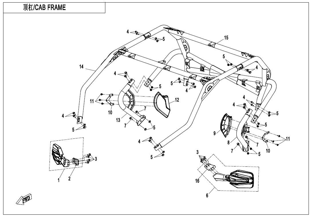 Picture of F23-B - CAB FRAME(FOR 5-POINT SEAT BELT)