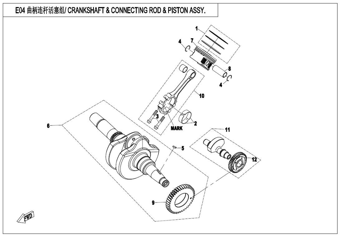 Picture of E04 - CRANKSHAFT,PISTON,BALANCER