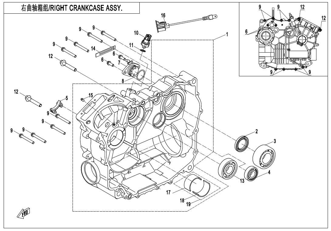 Picture of E01-2-V3 - RIGHT CRANKCASE ASSY