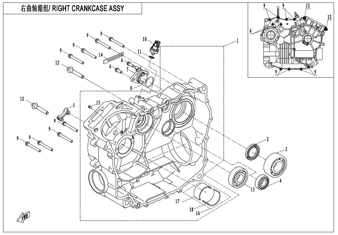 Picture of E01-2-V3 - RIGHT CRANKCASE ASSY