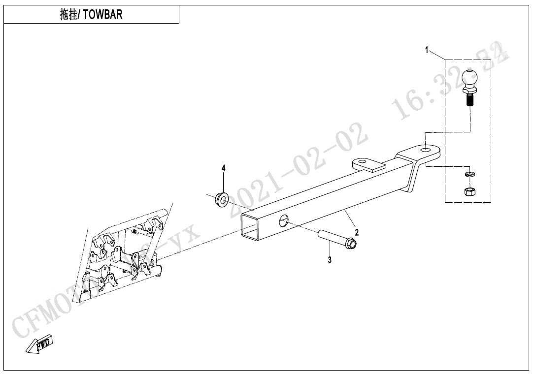 Picture of F40-B - TOWBAR(LONG, BOLT CONNECTION)