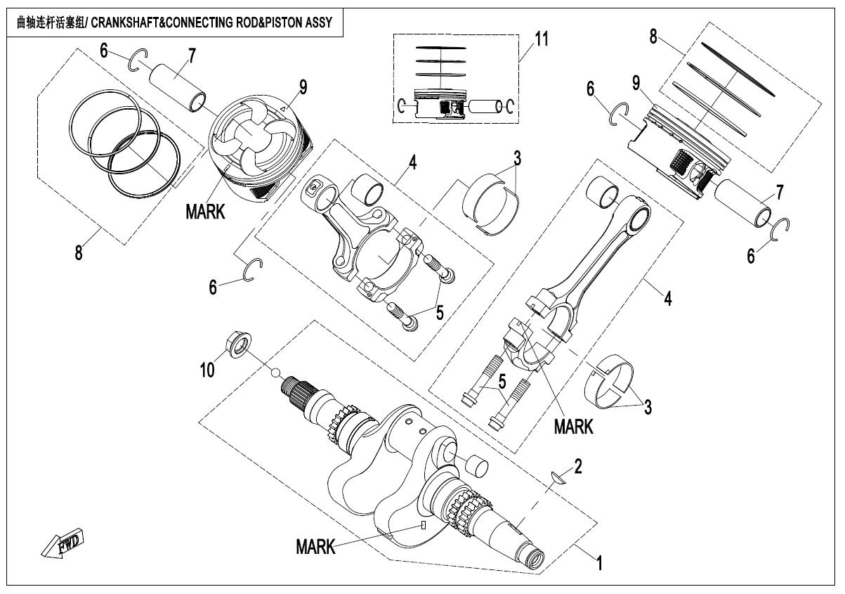 Picture of E04-V3 - CRANKSHAFT & CONNETING GOD & PISTON ASSY