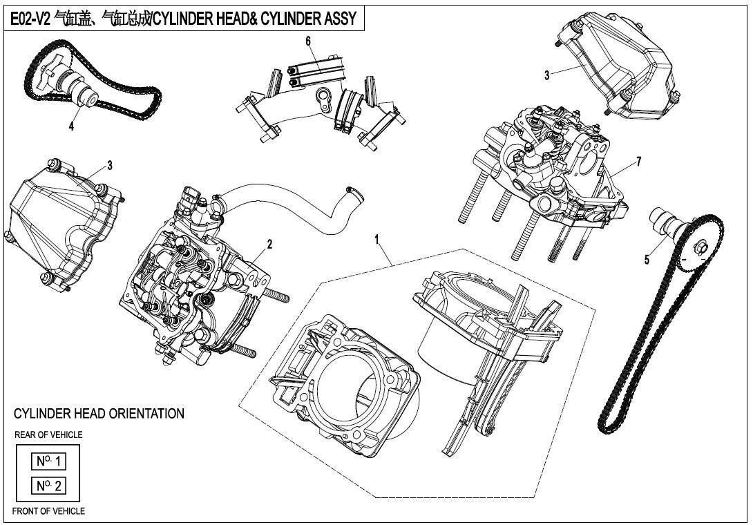 Picture of E02-V2 - CYLINDER HEAD AND CYLINDER ASSY.