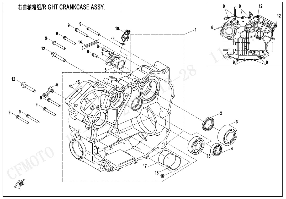 Picture of E01-2 - RIGHT CRANKCASE ASSY
