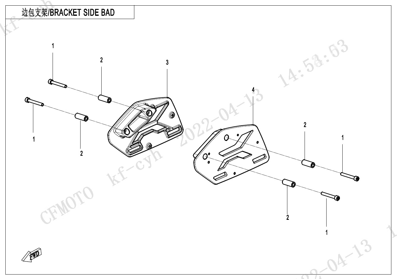 Picture of F22 - BRACKET  SIDE  BAD