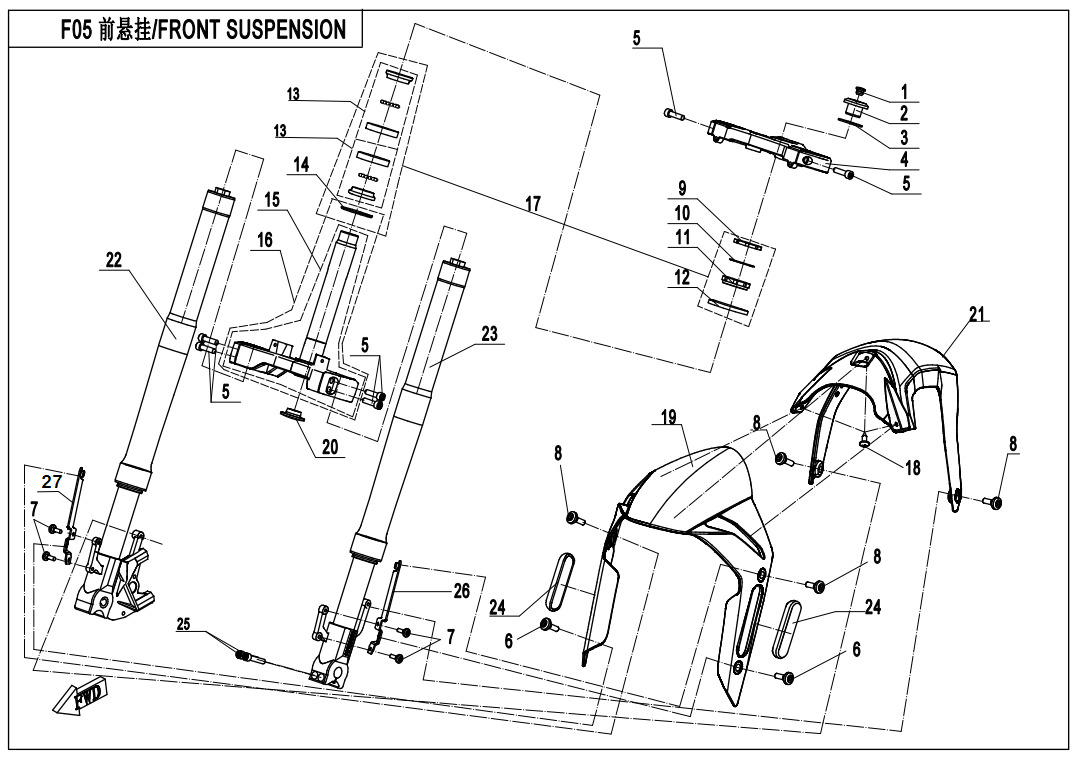 Picture of F05-A - FRONT SUSPENSION（NEBULA WHITE/NEBULA BLACK）