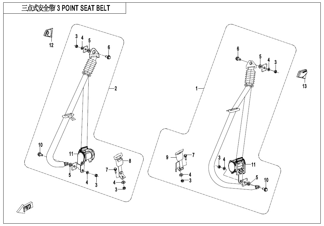 Picture of F34-A-V2 - 3-POINT SEAT BELT
