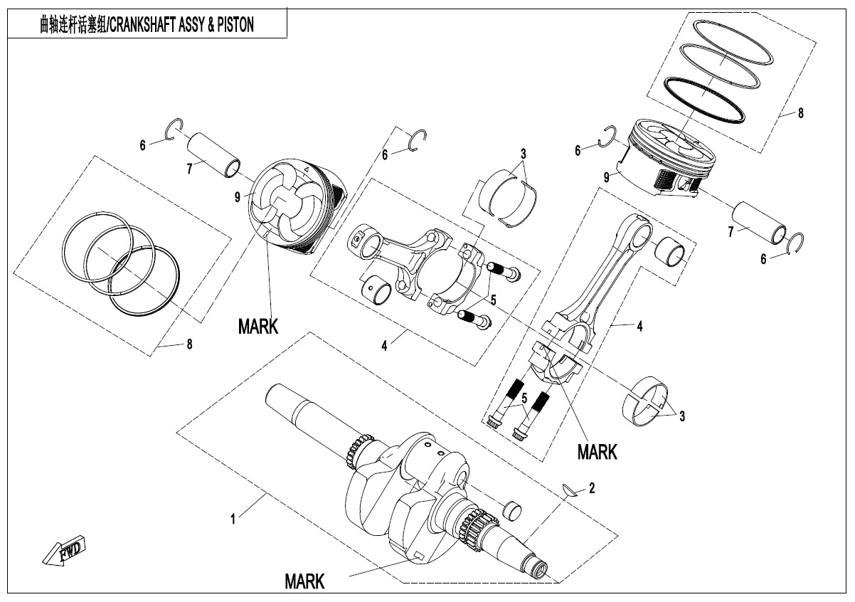 Picture of E04-B - CRANKSHAFT, CONNECTING ROD, PISTON ASSY
