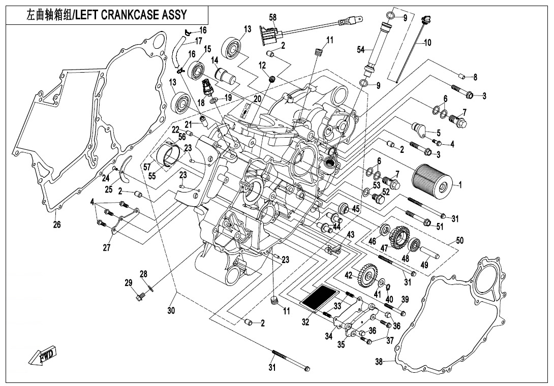 Picture of E01-1-B - LEFT CRANKCASE ASSY