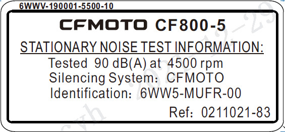 Picture of F19-6 - NOISE LABEL (ONLY FOR AUSTRALIA)