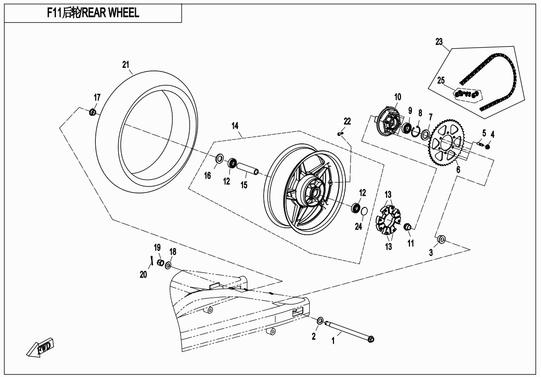 Picture of F11-A - REAR WHEEL（RIM-MATTE BLACK）