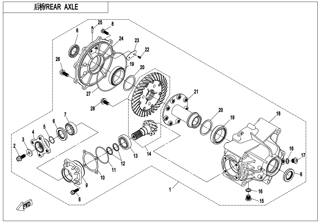 Picture of F33-C-V2 - REAR AXLE(NO DIFFERENTIAL)