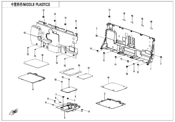 CFMOTO. F04-4 - Middle Plastics - , Sherco