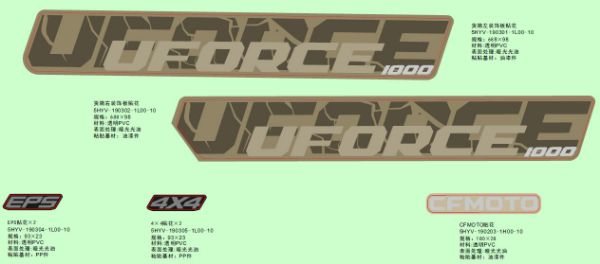 CFMOTO. F19-2-B - Decal Kits(International,Desert Tan) - , Sherco