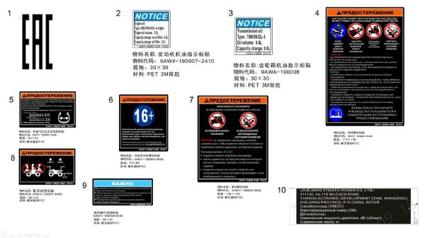 CFMOTO. F19-2-A - Decal Warning(Russia) - , Sherco