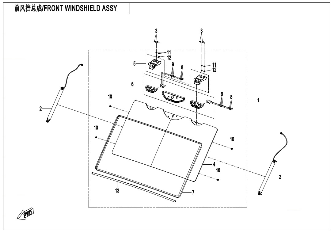 Picture of F80-1-V2 - FRONT WINDSHIELD ASSY