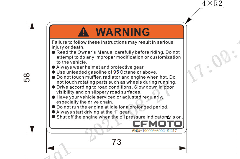 Picture of F19-1 - WARNING DECAL