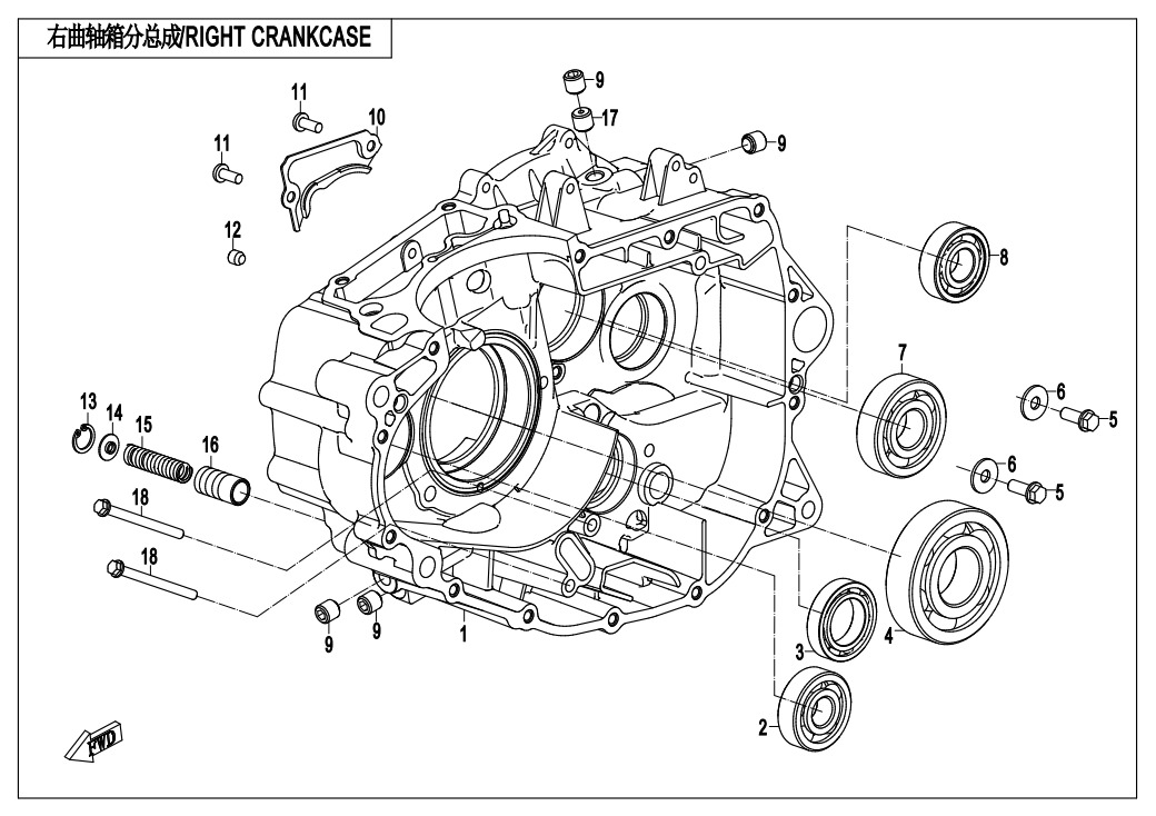 Picture of E01-1 - RIGHT CRANKCASE