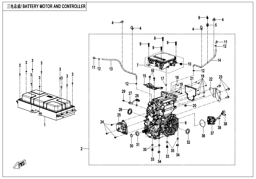 Picture of F43 - BATTERY MOTOR AND CONTROLLER