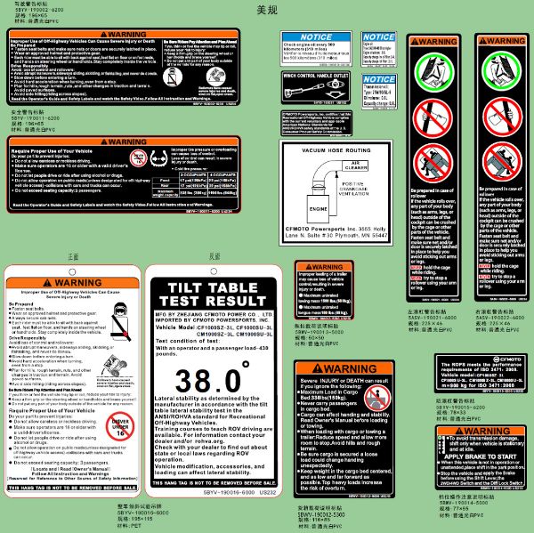 CFMOTO. F19-2-A-V1 - Warning Label - , Sherco