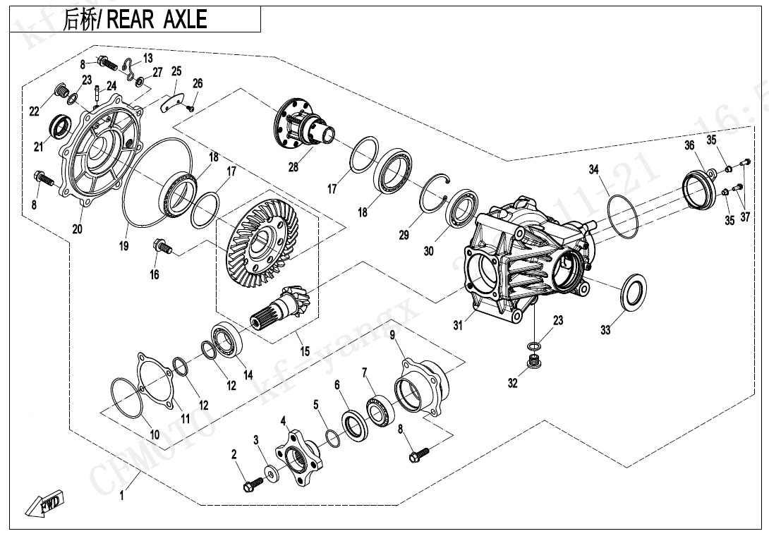 Picture of F33-V2 - REAR AXLE(WITHOUT DIFFERENTIAL)