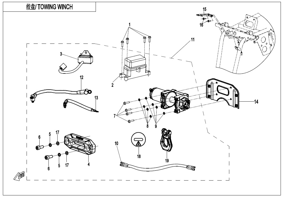 Picture of F15-2-B-V4 - TOWING WINCH(NYLON ROPE, ALUMINUM HOLDER)
