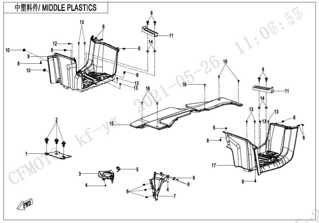 Picture of F04-3-A - MIDDLE PLASTICS(WITH GEARSHIFT LOCK)