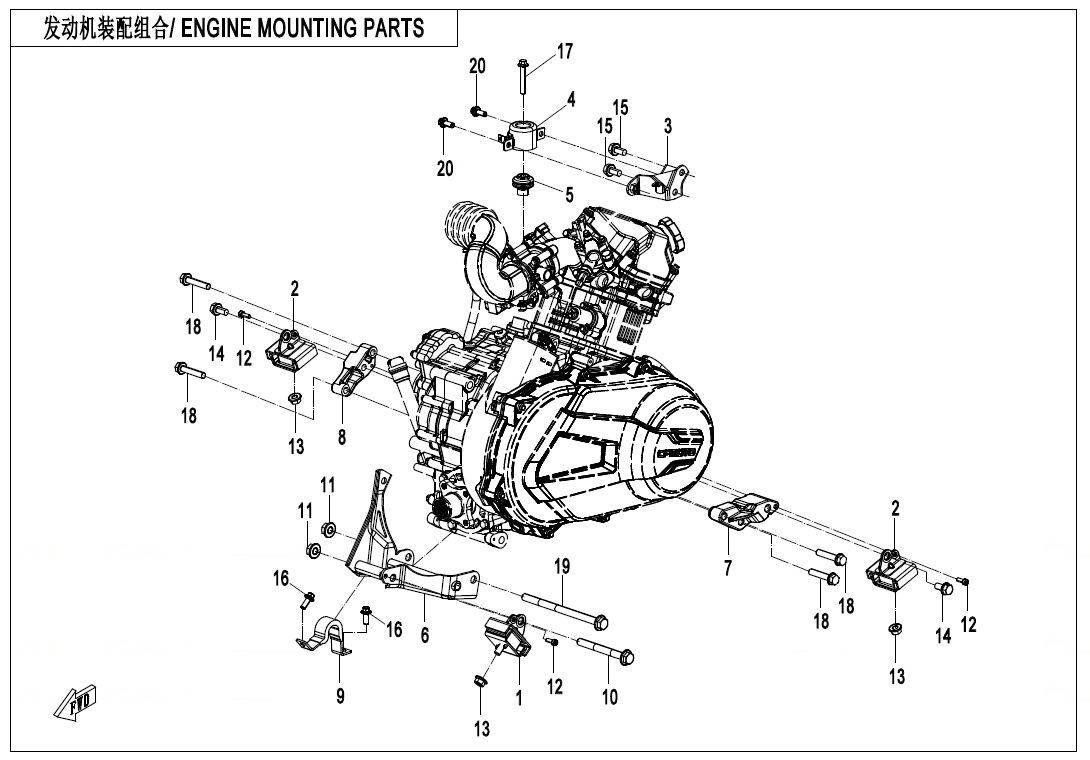 Picture of F00-1 - ENGINE MOUNTING PARTS