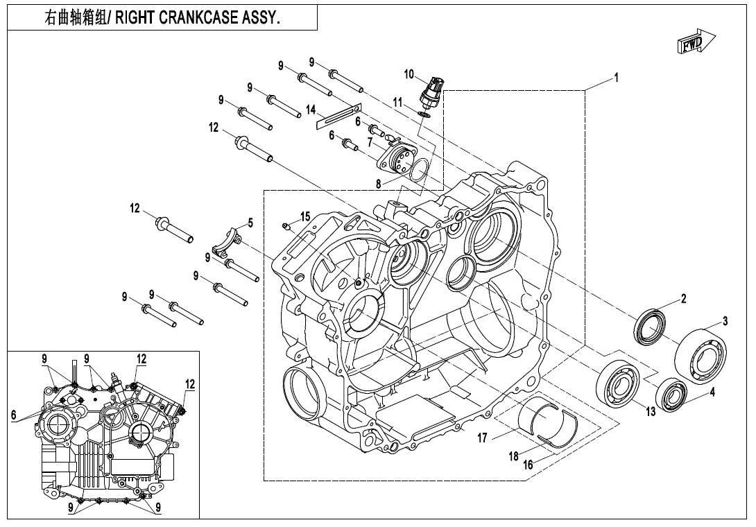 Picture of E01-2 - RIGHT CRANKCASE ASSY