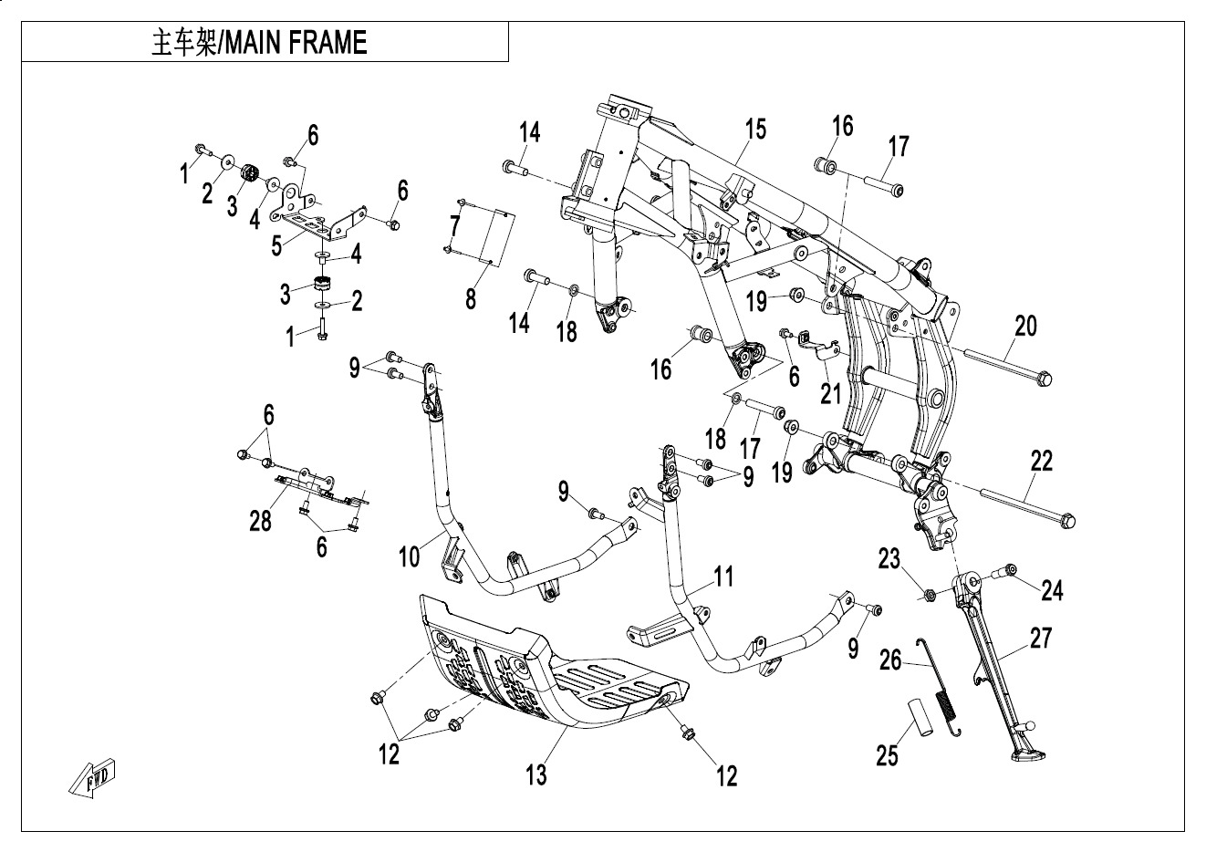 Picture of F03-2-B - MAIN FRAME(HIGH FENDER)