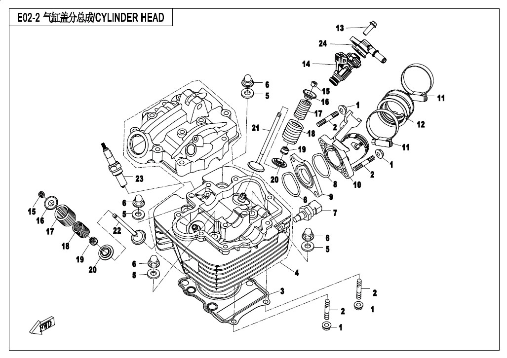 Picture of E02-2 - CYLINDER HEAD ASSY.