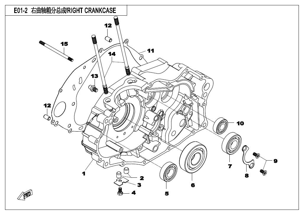 Picture of E01-2 - RIGHT CRANKCASE ASSY.