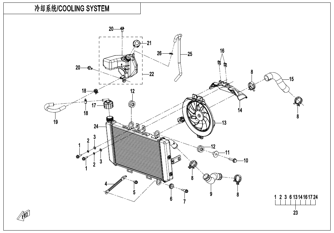 2026 CF MOTO 450SR COOLING SYSTEM exploded diagram